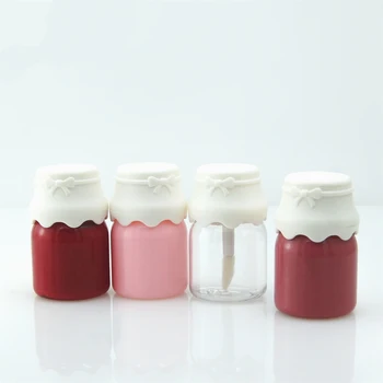Туба с гланц за устни във формата на празни бутилки от мляко обем 8 мл, прозрачни розово-жълт цвят, 50 бр.