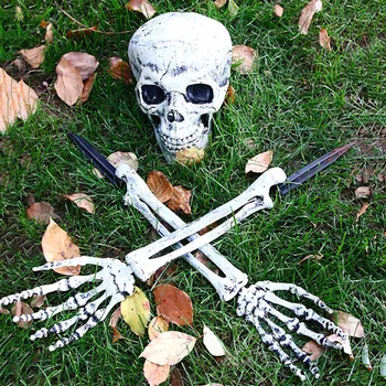 Фалшив череп, кости, Надгробная печка, обитаван от духове Къща декорация за Хелоуин, Градина на ужасите, Хелоуин, парти, начало декор
