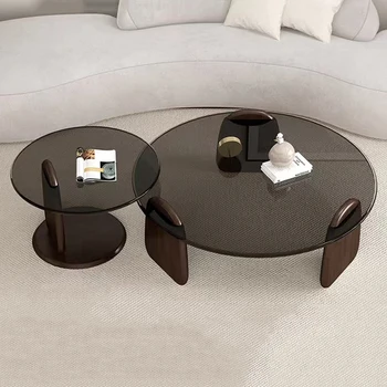 Холна маса със скандинавски минималистичном стил, кръгла, Луксозен Дизайнерски прозрачна масичка за кафе, Уникални детайли на мебели за дома Tavolino Da Salotto