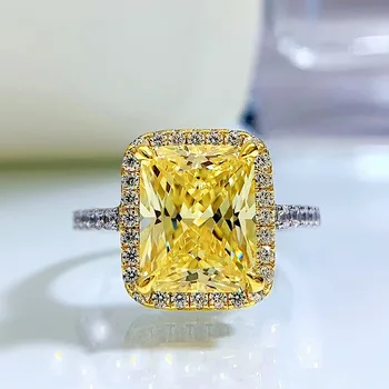 Ценен пръстен с топаз и диамант от 100% на този сребро 925 проба, годежни пръстени за жени, мъжки бижута за годеж, подарък