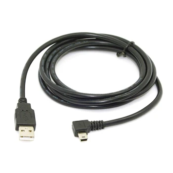 1.8 m Mini USB Type B 5pin мъжки кабел за предаване на данни в левия ъгъл към USB 2.0 черен цвят