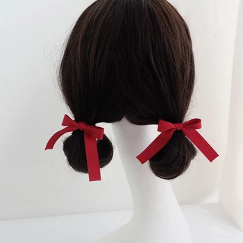 1 чифт прекрасни аксесоари за коса за японски момичета, лък, въжета на главите си, дневен декор на открито, подпори за cosplay, Коледен подарък
