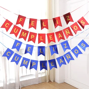 15 бр./опаковане. Лазерни испански банери Feliz Cumpleaños, знамена с риба опашка за самостоятелно приготвяне, детски женски мъжки декор за парти по случай рождения ден