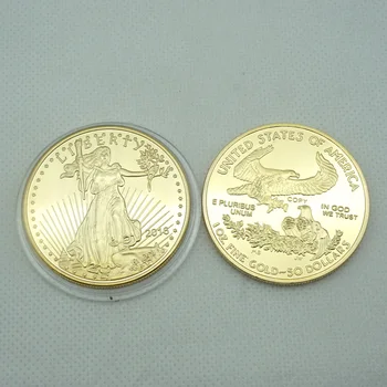 2 бр., немагнитные позлатени монети, Статуята на Свободата, сувенири, Колекция от креативни подаръци, Възпоменателна монета