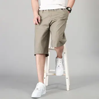 2023 Летни мъжки Новите Модни Ежедневните свободни памучни гащета Мъжки гащички с множество джобове Шорти за мъже обикновена скъсяване на Панталони P74