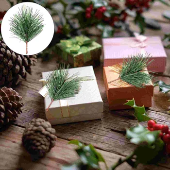 24 бр Изкуствена Борова Клонка Мини Фалшиви растения Коледни изделия Коледни Клонки Украсяват Снимки PVC