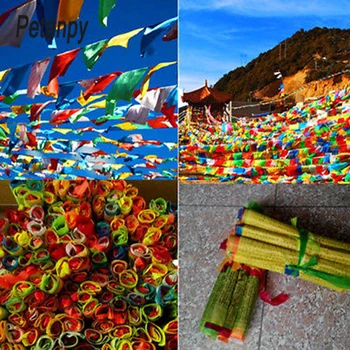 27x15 см, 1 комплект, 20 парчета, тибетски будистки молитвени знамена, 5 различни цвята, плат, полиестер, декоративен флаг в тибетски стил
