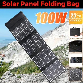 5 от 100 Вата Сгъваем соларен панел поддържа бързо зареждане на Преносими двойно USB-порт за зарядно устройство Плоча на слънчеви елементи за мобилен телефон слънчева енергия