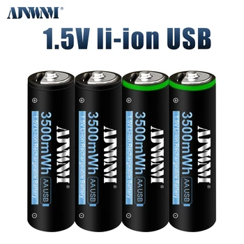 AJNWNM Литиева батерия USB AA 1,5 В, литиево-йонна батерия AA 2A, акумулаторна батерия за MP3-плейър, термометър, дистанционно управление, mp3 плейър