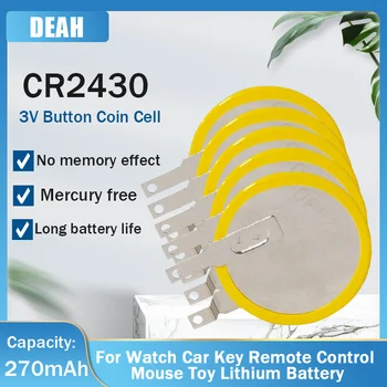 CR2430 CR 2430 Литиеви батерии 3V 270mAh с 2 контакти за запояване за дънната платка, калкулатор, часовник, тежести, с бутоните за монети