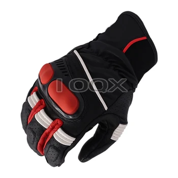 Hyperions къса мотоциклетни кожени ръкавици за мотоциклети racing, черни, неоново червено