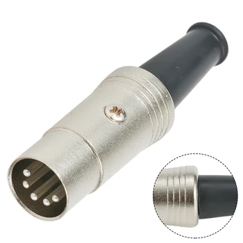 Inline Connector Plug Audio Adapter 60x16mm Durchmesser DIN Stecker Männlich Versilberte Kontakte 1 Stück 5 Polig