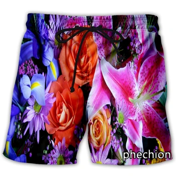 phechion/нови мъжки/дамски ежедневни панталони с 3D принтом под формата на цветове, модни градинска дрехи, мъжки свободни спортни шорти A84