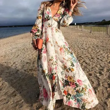 VAZN 2021, пролетта висококачествено шифоновое празнично секси дълга рокля в ретро стил, дълъг ръкав, Висока талия, Секси бална рокля, Рокля Макси