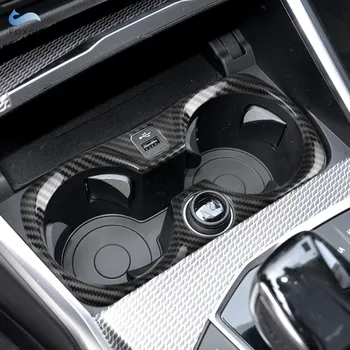 Автомобилни Аксесоари ABS с Модел от Въглеродни Влакна Централна Панел за Превключване на предавките на Притежателя Чаша вода Рамка Покритие за BMW Серия 3 G20 G28 2019-2021