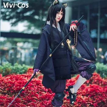 Виви-Cos Game Arknights Saga, Черно стръмен кимоно, женски костюми за cosplay, ролеви игри на Хелоуин, парти, Карнавал, новост S-XL