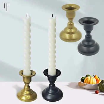 Геометрични железни свещници, златна изкован светилник, творчески мини-свещник в европейски стил, с двойно предназначение, украса за дома