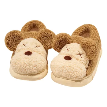 Дамски и мъжки памучни чехли за баня във формата на мультяшного мечка, мека, удобна, сладко домашни обувки, висококачествени плюшени подарък