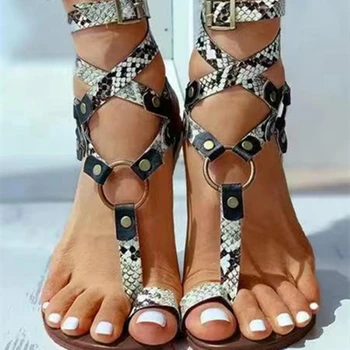 Дамски сандали голям размер, новост лятото 2023, сандали с препратка джапанки, сандали с дупки върху плоска подметка, Sandalias De Mujer