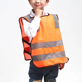 Детски отразяваща жилетка повишена видимост, якета, флуоресцентно пътна работно облекло със светлоотразителни ивици