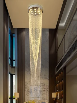 Дългата полилей Вила двухуровневое сграда кристален модерна и креативна стълбище кристален полилей