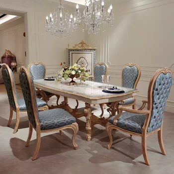 Европейският луксозна трапезна маса от масивна дървесина, боядисан във френската мивка, голяма вила, ресторанная мебели по поръчка