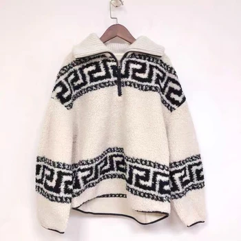 Жена пуловер отвътре EOS Sherpa 2023, нов пролетно-есенен уютен пуловер Оверсайз, френски дизайн двойки, Безплатна доставка