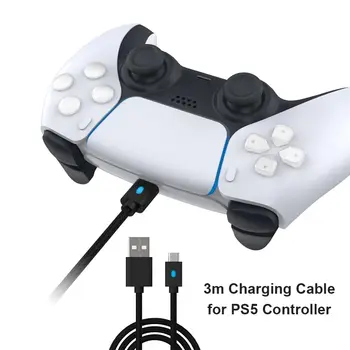 Здрав кабел захранване с индикатор Type C за Switch Pro, USB-кабел, зарядно устройство за Sony PS5, кабел за предаване на данни