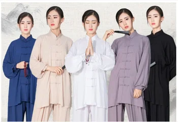 Китайски Стил Тайдзи, обикновен памук, с висококачествена облекло ушу кунг-фу за деца и възрастни, костюм за бойни изкуства уин Чун, Безплатна Доставка