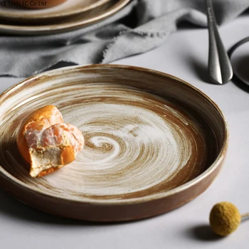 Креативна керамична конец, западна чиния пържола, Домакински 8-инчов кръгла Керамична чиния за суши с плодов десерт, посуда за ресторант удобства