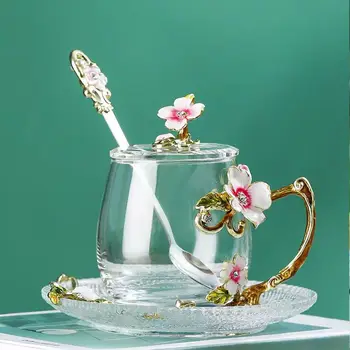 Креативна чаша с емайл, оригинални чаши, кафе чаши за напитки, Чаши за еспресо в Стъклена чаша за пиене, красиви чаени чаши