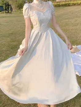 Лятна бяла рокля във викториански стил, женски отворено дизайнерско Елегантна дълга рокля Фея, секси вечерна сватба плажна винтажное рокля 2023