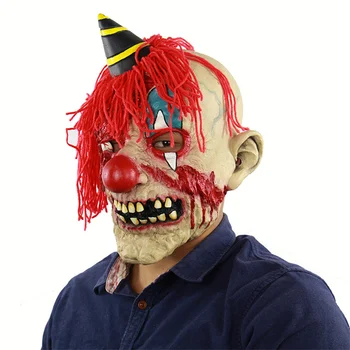 Маска на клоун за Хелоуин за възрастни, призрачен ужас, бельо маска за цялата глава, страшна cosplay, кралят подпори за парти