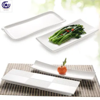 Меламиновая имитация на порцелан съдове дълга чиния студено ястие бял творчески хотел суши правоъгълна пластмасова чиния плоска чиния