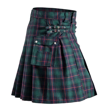 Мъжки шотландски стил Традиционен шотландски шотландски килт реколта проверени панталони С джобове Ежедневни панталони шотландската Пола