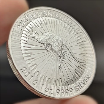 Немагнитный 2021 2016 Австралия Кенгуруто 1 УНЦИЯ 999 Тънка сребърно покритие монети Елизабет II Възпоменателни Монети се Събират Подаръци