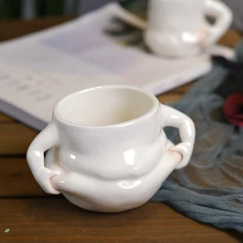 Нова креативна керамична чаша с голям корем, авторска чаша за кафе, чай, мляко, вода ръчна изработка