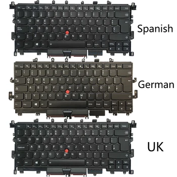 Новата клавиатура с подсветка в обединеното кралство/Немски/испански език За Lenovo Thinkpad X1 Yoga X1 1st 2016 Английски/GR/SP Черен С Подсветка