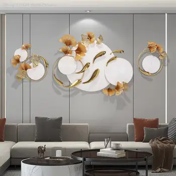 Новият китайски креативен модерен ресторант с разтегателен диван, TV-фон, стенни декорации, Окачена лампа, луксозни железни художествени гоблени