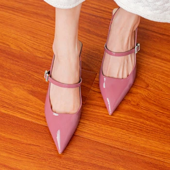 Новост 2023 г.; дамски обувки; обикновена фини обувки с отворен ток; тенденция на летните дамски обувки на висок ток; дамски обувки на тънък ток, с остри пръсти