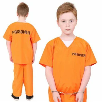 Пурим Унисекс Детски оранжев костюм на затворника Детско маскарадное рокля играчки за осъдени Костюм 3-9 години