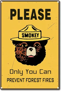 Реколта лидице табела Моля, пуши само мечки Можете да предотвратяване на горски пожари Реколта лидице метална табела Табела за Декорация на стените на бара Плакат