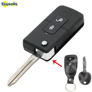 Сгъваем флип-корпус дистанционно ключ с 2 бутона за Hyundai Santa Fe с притежателя на батерията