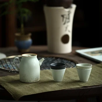Соусница в Японски стил Zhiye, Набор от пет предмети, Чай от бяла керамика, Проста и елегантна Чаена съдове, Ръчно изработени, от Порцелан на черупката, Море