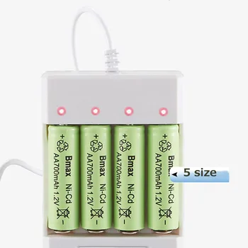 Станция за зарядно устройство с 4 слота за USB-бързо зарядно устройство за литиеви NiMH-батерия AA AAA