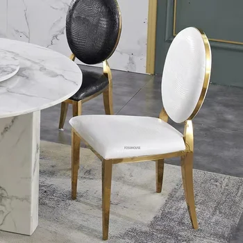 Трапезария стол от неръждаема стомана Скандинавски мебели Леко луксозен кожен стол Модерен Ресторант стол Трапезни столове, Кухненски столове