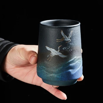 Уникална кулинарна керамична чаша в китайски класически стил, Домашен офис чаша, чаена чаша, голяма една чаша керамична чаша с художествен принтом