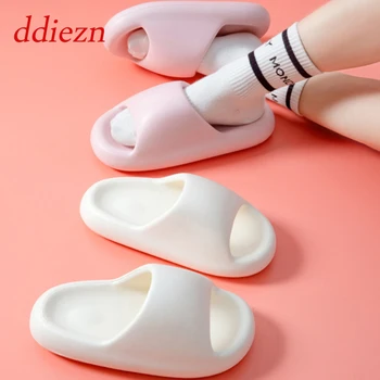 Чехли, дамски сандали, новост 2023 г., мека лятна плажна обувки, обикновена дебели чехли за баня, подходящи дамски пързалки за помещения