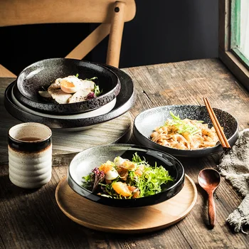 Японски керамични кът плочи с неправилна форма, чиния за плодова салата, голям търговски порцеланова посуда специално оформени в ретро стил, 8/10 см