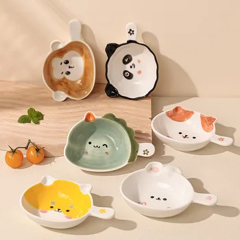 Японски Чайгоу, колекция от керамични мисок за десерт, Ориз, салатница с анимационни котешки красива глава, детска посуда, Аксесоари за домашна кухня, Трапезария и посуда